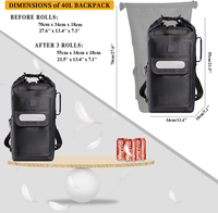Sac à dos étanche personnalisé en usine 20L 30L 40L avec fermeture éclair, doublure en polyester, imperméable et flottant pour kayak
