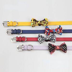 カスタムイエローリアルレザーとPu多色犬の首輪とリーシュセット - Product Image 3