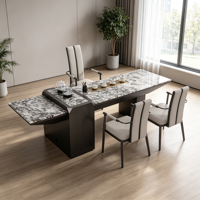 Ensemble de table à thé en pierre frittée avec panneau latéral extensible et chaises pour bureau, villa, hôtel – Vente en gros OEM ODM