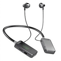 Écouteurs sans fil Bluetooth 5.4 stéréo AAC avec affichage LED et tour de cou métallique pour le sport, la course et les voyages (vente en gros)