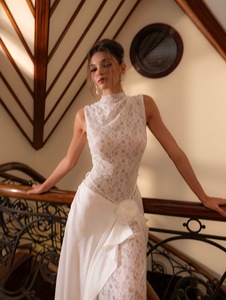 Vestido largo floral, vestido de encaje, vestido de noche para mujer europea y americana, vestido largo sin mangas - Product Image 2