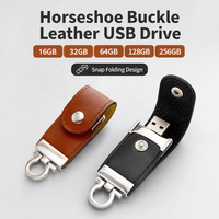 Clé USB 2.0 en cuir avec logo personnalisé, porte-clés métallique, 64 Go, cryptée, garantie 3 ans, design élégant