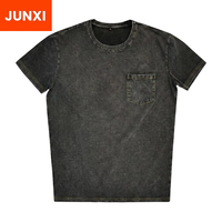 T-shirt Homme Streetwear Oversize Col Côtelé 280gsm en Coton Délavé Acide Écologique Coupe Boxy Imprimé Logo Personnalisé Épaules Tombantes