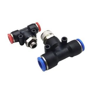 PB 3 way plastic pneumatic pipe fitting Male Thread pneumatic push in fittings