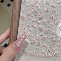 Autocollants pour ongles à motifs floraux roses et blancs, décorations de fleurs de cerisier, autocollants pour ongles auto-adhésifs pour femmes, décoration d'ongles