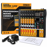 Console de mixage audio de studio 6 canaux CT6, mixeur de musique BT5.0 USB jaune, table de mixage sonore