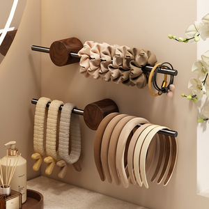 <b>Walnut</b> Wood Towel Rack 40cm 50cm 60cm Wall Mounted Durable Single Bar Minimalist Bathroom <b>Shelf</b> - Product Image 1