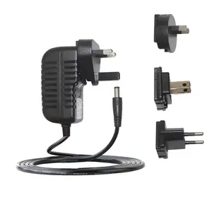 Steker US UK EU AU AC-DC 5V 1A adaptor pengisi daya dinding dengan steker 5.5x2.5mm/5.5x2.1mm