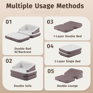 Canapé gonflable double épaisseur, portable, rectangulaire, matelas de camping gonflable - Product Image 5