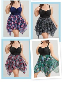 Traje de Baño de Talla Grande de Una Pieza con Estampado y Fondo <span class=keywords><strong>Plano</strong></span> para Uso en Spa - Product Image 3