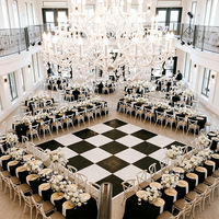Piste de danse de mariage portable blanche, piste de réception classique en damier noir et blanc