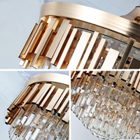 Ventilateur de plafond moderne en cristal, doré, rond, LED, pour salon, chambre à coucher, ventilateur de plafond invisible avec éclairage