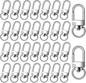 PCS Metal Lobster Claw Clasps Silver Swivel Snap Hooks With <b>Key</b> <b>Rings</b> Heavy Duty Keychain Clips For Lanyards <b>Bags</b> Purses Dog Tag - Product Image 1