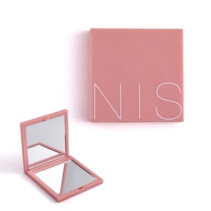 ABS Plastic Soft Touch Effect <b>Square</b> Shape Mini Small Size Dual Side Custom Logo Travel Pocket <b>Mirror</b> - Product Image 3