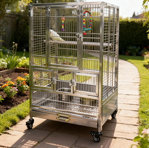 Büyük Papağan Yetiştirme Paslanmaz Çelik Kafes Klasik Lüks Tasarım Nefes Alabilen Özellikli Metal Tepsi - Product Image 1