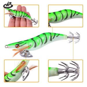 5Pcs Fishing Lure luminoso Squid Jig Hook gamberetti in legno esche da <span class=keywords><strong>pesca</strong></span> <span class=keywords><strong>artificiali</strong></span> polpo <span class=keywords><strong>seppie</strong></span> gamberetti Hard Fishing Bait - Product Image 5
