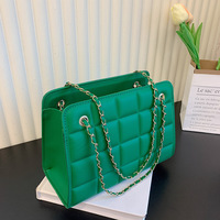 2025 nuevo bolso de hombro de cadena Retro coreano para mujer Color sólido patrón de caramelo rombal bolso de moda de verano para axilas HECHO DE PU