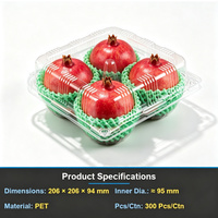 Groothandel 4-delige voedselveilige PET transparante clamshell fruitverpakking wegwerp plastic doos voor appels, peren, avocado's