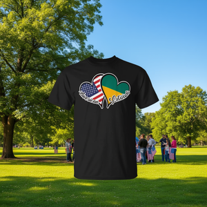 Camiseta con Diseño de la Bandera de Estados Unidos y la Mitad de la Bandera de Letonia, con Raíces Promocionales Diseñadas en Letonia para Estadounidenses de Origen Letón - Product Image 3