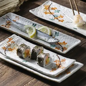Harmonie japanischer flacher Teller Großhandel Geschirr rechteckiges Restaurant Essteller Sushi-Teller Keramik