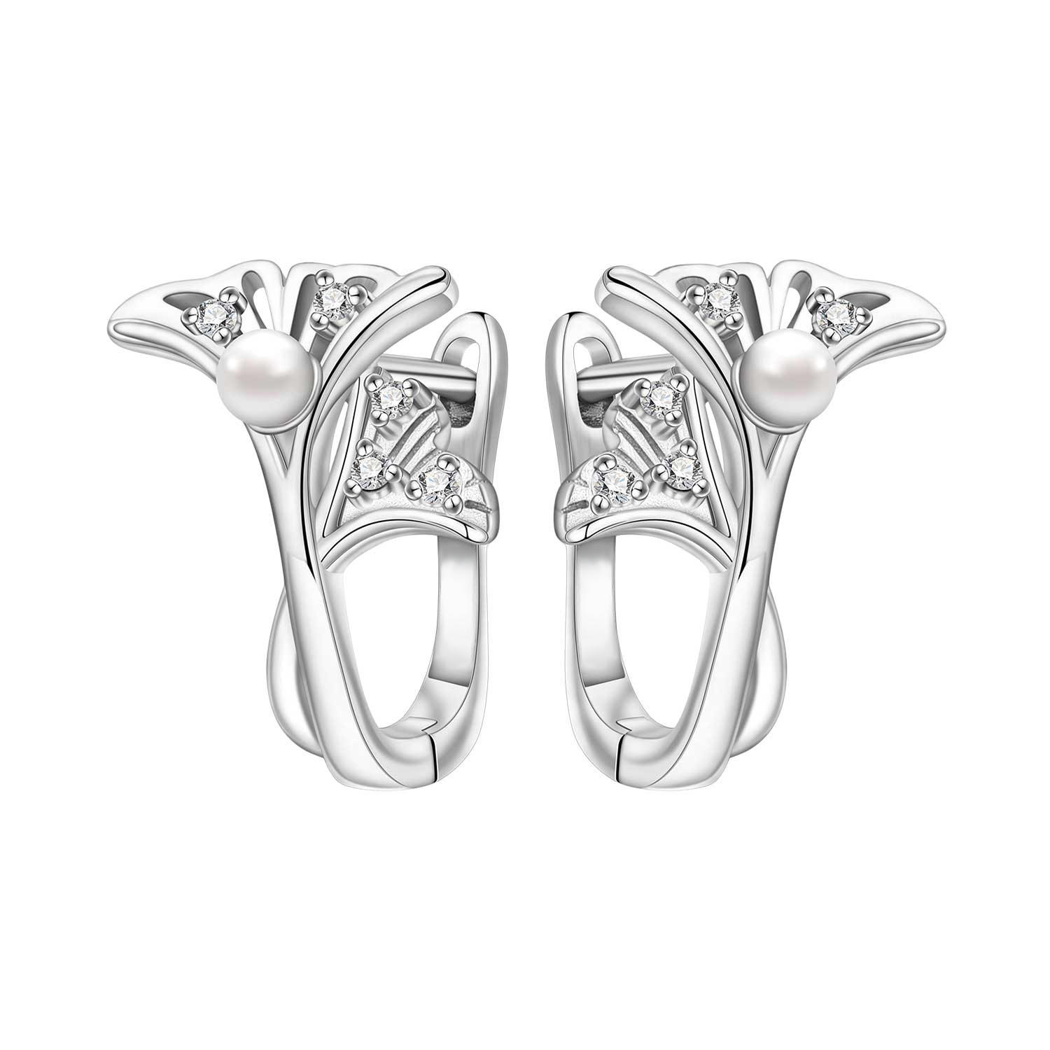 Boucles d'oreilles ajourées Ginkgo à pampilles et perles 4088