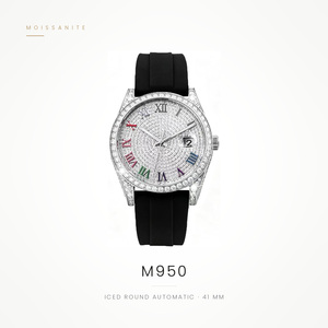 Reloj mecánico automático para hombre, esfera completa de 41 mm, caja de acero inoxidable, correa de silicona, resistente al agua hasta 30 m - Product Image 1