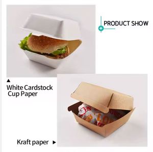 Hot Selling Custom Uncoated Disposable Kraft <b>Paper</b> Burger Box Food Grade Cardboard Takeaway Hamburger Packaging - Product Image 3
