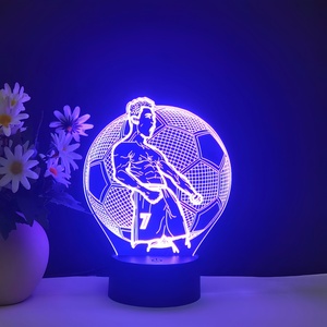 New Arrival 3D Messi Night Light Multicolor Football Player Design <b>USB</b> Bedroom Decorative Lamp for Football Fans AAA Battery - Product Image 3