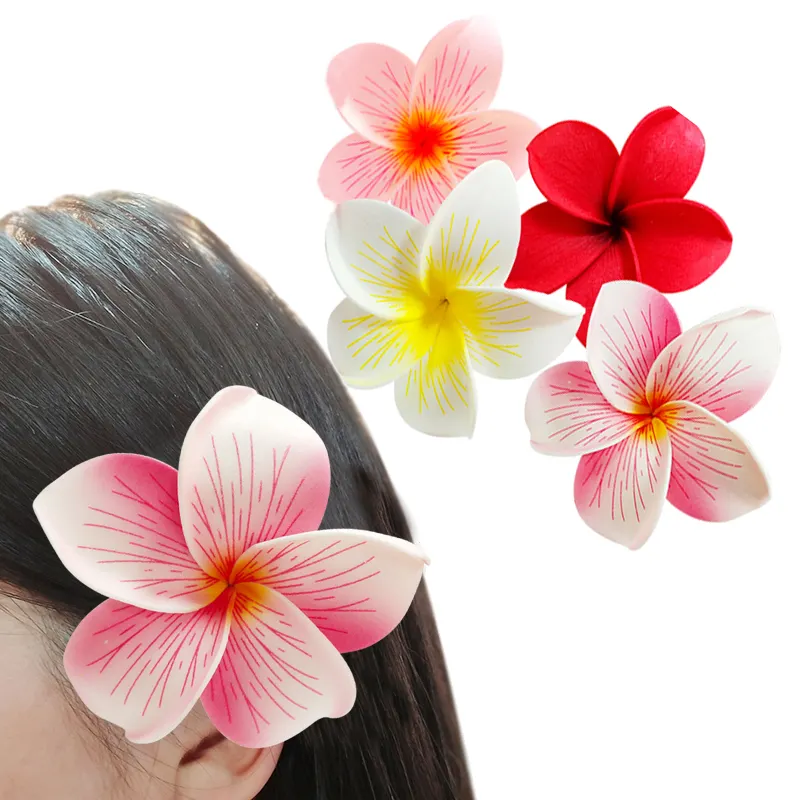 Colores mezclados espuma hawaiana Frangipani Plumeria Artificial pétalos de flores sombrero de pelo corona Floral DIY decoración de Boda nupcial