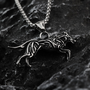 Stainless Steel <b>Wolf</b> Pendant <b>Necklace</b> Men's Viking Celtic Style Animal Shape Hip Hop Fashion Jewelry - Product Image 3