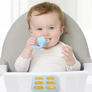 Aangepaste Bpa Vrije Eco-Vriendelijke Siliconen Knabbel Vriezer Moedermelk Bijtende Ijslolly Schimmel Baby Fruit Food Bijtstuk