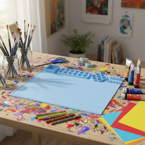 Tapete de Silicona para Dibujar, Lavable y No Tóxico, con Paleta de Pintura, Fácil Mezcla de Colores, Fácil de Limpiar, Plegable - Product Image 1