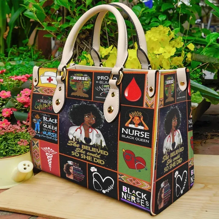 Proud Black Nurse Design Leather Bag Presentes Totes personalizados para mulheres Padrão personalizado Lady Handbags Bolsas de ombro paramédico