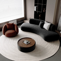 Ensemble de canapés d'angle incurvés de luxe, modulable, 3 places, revêtement en sherpa, mobilier design moderne pour salon