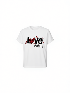 T-shirt stampata con design Love Letter per donna, manica corta, girocollo, top casual, regalo di San Valentino, stile primavera-estate - Product Image 1