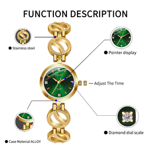 Envío Directo, Reloj de Cuarzo Original Nuevo para Mujer HALEI, Resistente al Agua 3BAR, Marcadores de Hora con Diamantes, Movimiento Japonés - Product Image 4