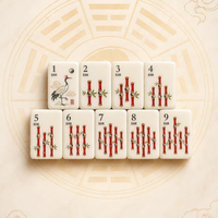 Jeu de Mahjong américain 160 tuiles 38,1 x 25,4 mm Tuiles à face ivoire et dos rouge avec carte de référence et boîte