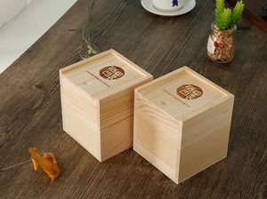 Boîte à sel et à thé en bois carré inachevé avec couvercle laissé <span class=keywords><strong>pour</strong></span> le stockage et l'organisation du thé au café - Product Image 5