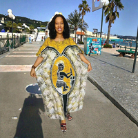 Robe longue décontractée élégante en polyester, grande taille, à motifs variés, style européen, américain, transfrontalier, abaya musulmane africaine et moyen-orientale