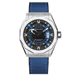 <span class=keywords><strong>Montre</strong></span> pour homme personnalisable avec boîtier en acier 304 noir, grand cadran, mouvement à quartz, calendrier, bracelet en caoutchouc de 22 mm - Product Image 6