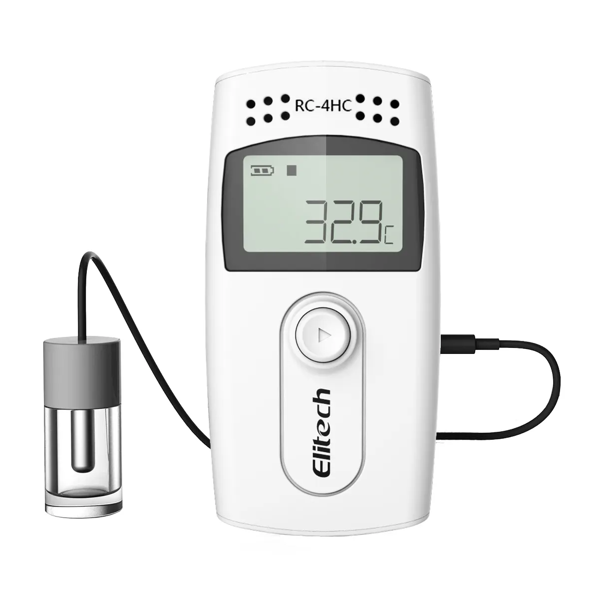 Elitech مسجل بيانات درجة الحرارة RC-4 مسجل مع جهاز استشعار درجة الحرارة زجاجة جليكول ، إنذار الصوت ، ماكس/دقيقة العرض