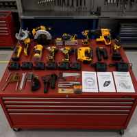 Ensemble d'outils électriques avec scie circulaire, scie sauteuse et perceuse pour la fabrication d'armoires, les projets d'atelier de menuiserie et la charpenterie