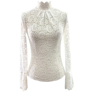 <span class=keywords><strong>Blusa</strong></span> elegante <span class=keywords><strong>de</strong></span> encaje floral para mujer con <span class=keywords><strong>manga</strong></span> <span class=keywords><strong>larga</strong></span> acampanada y <span class=keywords><strong>cuello</strong></span> alto moda <span class=keywords><strong>de</strong></span> primavera e Invierno para camisa <span class=keywords><strong>de</strong></span> fondo <span class=keywords><strong>de</strong></span> otoño - Product Image 4