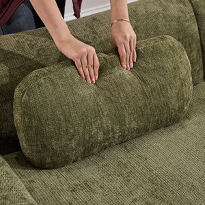 Modern Three Seat Vacuum Pack Carton L Shape Boneless Settee Large Sectional Sofa with Footrest Cozy Chenille Fabric <b>Cloud</b> Couch - Product Image 6