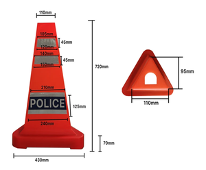 Cône de signalisation routière flexible à trois faces, réflecteur, marqueur triangulaire, cône routier flexible en LDPE rotomoulé pour la circulation - Product Image 2