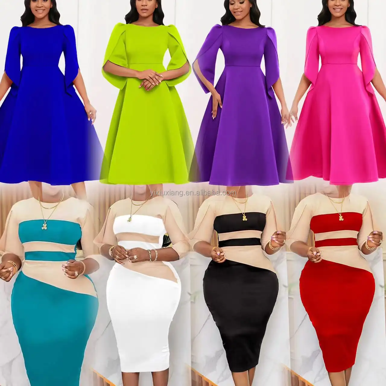 2024 nouvelle robe de fesse assortie de couleur de mode pour femmes de grande taille de haute qualité