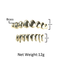 Nouvel Arrivage Grillz Hiphop Plaqué Or 18K pour Dents Grillz 13mm en Laiton Bijoux de Corps Vente en Gros