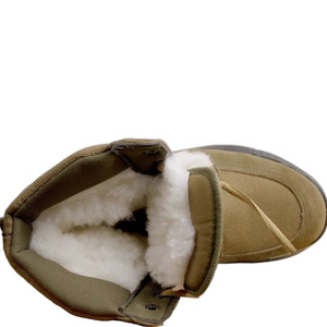 Men's <b>Wool</b> Snow Boots Thick Insulated Fleece Lined Warm Outdoor Winter Boots Mid Heel Solid Color Front Laces - Product Image 5