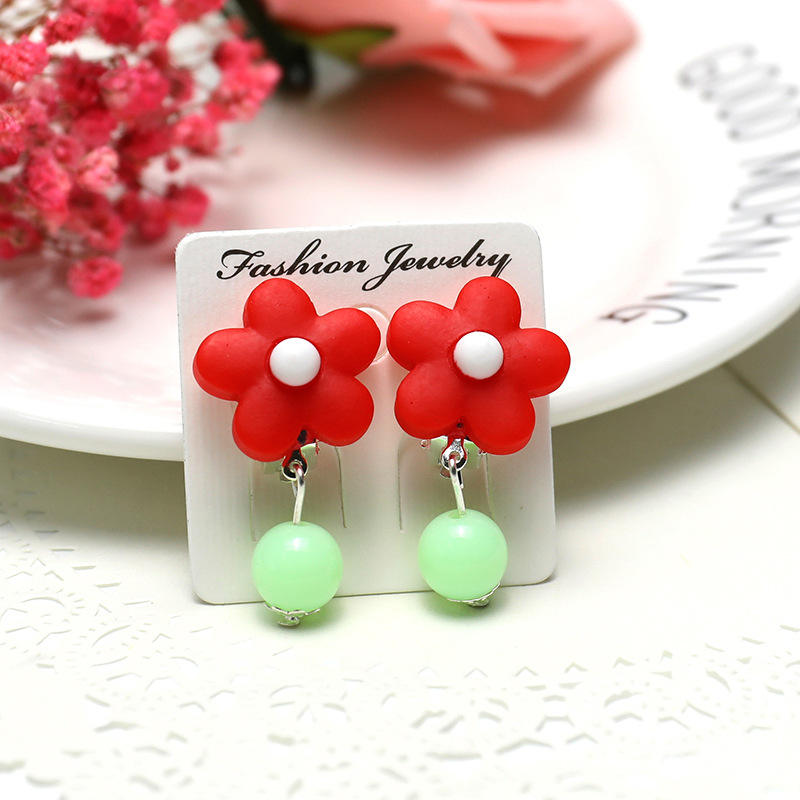 Korean Girls Simple Five Petals Flower Tassel Cuff Clip on