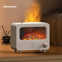 Portable Retro 260Ml Mini Cheminée Humidificateur Led 3D Flamme Aroma Diffuseur Avec Nature Sound